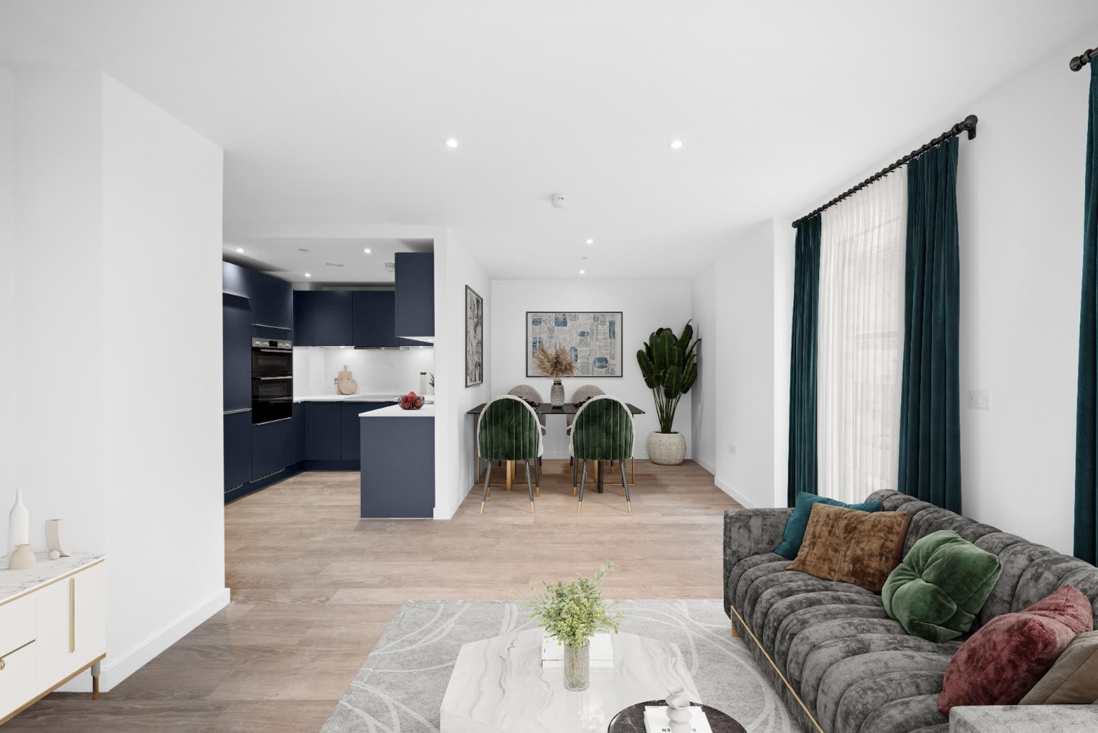 Rockcliffe kitchen and dining, virtually staged